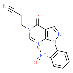 ChemSpider 2D Image | 3-[1-(2-Nitrophenyl)-4-oxo-1,4-dihydro-5H-pyrazolo[3,4-d]pyrimidin-5-yl]propanenitrile | C14H10N6O3