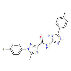ChemSpider 2D Image | 1-(4-Fluorophenyl)-5-methyl-N-[3-(4-methylphenyl)-1H-1,2,4-triazol-5-yl]-1H-1,2,4-triazole-3-carboxamide | C19H16FN7O