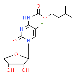 ChemSpider 2D Image | 1-(5-Deoxypentofuranosyl)-5-fluoro-4-{[(3-methylbutoxy)carbonyl]amino}-2(1H)-pyrimidinone | C15H22FN3O6