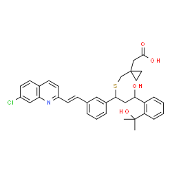 ChemSpider 2D Image | (1-{[(1-{3-[(E)-2-(7-Chloro-2-quinolinyl)vinyl]phenyl}-3-hydroxy-3-[2-(2-hydroxy-2-propanyl)phenyl]propyl)sulfanyl]methyl}cyclopropyl)acetic acid | C35H36ClNO4S