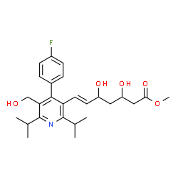 ChemSpider 2D Image | Methyl (6E)-7-[4-(4-fluorophenyl)-5-(hydroxymethyl)-2,6-diisopropyl-3-pyridinyl]-3,5-dihydroxy-6-heptenoate | C26H34FNO5