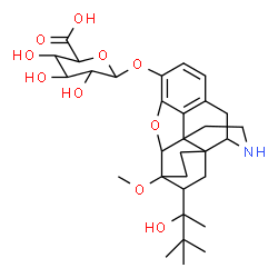 ChemSpider 2D Image | 7-(2-Hydroxy-3,3-dimethyl-2-butanyl)-6-methoxy-18,19-dihydro-4,5-epoxy-6,14-ethenomorphinan-3-yl hexopyranosiduronic acid | C31H43NO10
