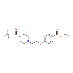 ChemSpider 2D Image | 2-Methyl-2-propanyl 4-{2-[4-(ethoxycarbonyl)phenoxy]ethyl}-1-piperazinecarboxylate | C20H30N2O5