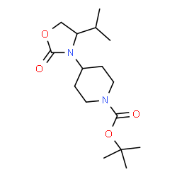 ChemSpider 2D Image | 2-Methyl-2-propanyl 4-(4-isopropyl-2-oxo-1,3-oxazolidin-3-yl)-1-piperidinecarboxylate | C16H28N2O4