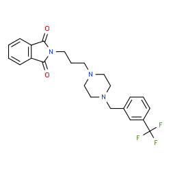 ChemSpider 2D Image | 2-(3-{4-[3-(Trifluoromethyl)benzyl]-1-piperazinyl}propyl)-1H-isoindole-1,3(2H)-dione | C23H24F3N3O2