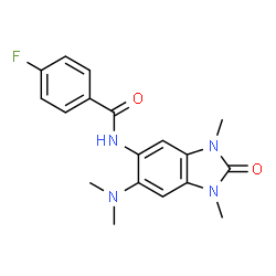 ChemSpider 2D Image | N-[6-(Dimethylamino)-1,3-dimethyl-2-oxo-2,3-dihydro-1H-benzimidazol-5-yl]-4-fluorobenzamide | C18H19FN4O2