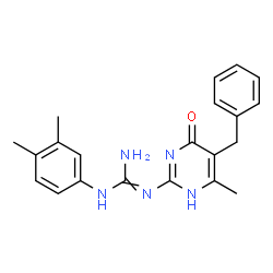 ChemSpider 2D Image | 2-(5-Benzyl-6-methyl-4-oxo-1,4-dihydro-2-pyrimidinyl)-1-(3,4-dimethylphenyl)guanidine | C21H23N5O