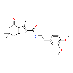 ChemSpider 2D Image | N-[2-(3,4-Dimethoxyphenyl)ethyl]-3,6,6-trimethyl-4-oxo-4,5,6,7-tetrahydro-1-benzofuran-2-carboxamide | C22H27NO5