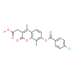 ChemSpider 2D Image | 3-(2-Methoxy-2-oxoethyl)-4,8-dimethyl-2-oxo-2H-chromen-7-yl 4-chlorobenzoate | C21H17ClO6