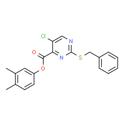 ChemSpider 2D Image | 3,4-Dimethylphenyl 2-(benzylsulfanyl)-5-chloro-4-pyrimidinecarboxylate | C20H17ClN2O2S