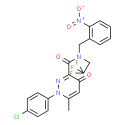 ChemSpider 2D Image | 1-(4-Chlorophenyl)-6-methyl-N-(2-nitrobenzyl)-4-oxo-N-(2,2,2-trifluoroethyl)-1,4-dihydro-3-pyridazinecarboxamide | C21H16ClF3N4O4