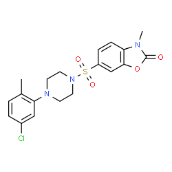 ChemSpider 2D Image | 6-{[4-(5-Chloro-2-methylphenyl)-1-piperazinyl]sulfonyl}-3-methyl-1,3-benzoxazol-2(3H)-one | C19H20ClN3O4S