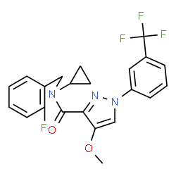 ChemSpider 2D Image | N-Cyclopropyl-N-(2-fluorobenzyl)-4-methoxy-1-[3-(trifluoromethyl)phenyl]-1H-pyrazole-3-carboxamide | C22H19F4N3O2