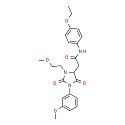 ChemSpider 2D Image | N-(4-Ethoxyphenyl)-2-[3-(2-methoxyethyl)-1-(3-methoxyphenyl)-2,5-dioxo-4-imidazolidinyl]acetamide | C23H27N3O6