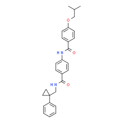 ChemSpider 2D Image | 4-Isobutoxy-N-(4-{[(1-phenylcyclopropyl)methyl]carbamoyl}phenyl)benzamide | C28H30N2O3