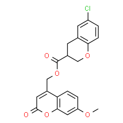 ChemSpider 2D Image | (7-Methoxy-2-oxo-2H-chromen-4-yl)methyl 6-chloro-3-chromanecarboxylate | C21H17ClO6