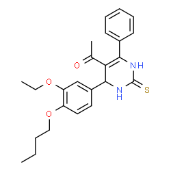 ChemSpider 2D Image | 1-[4-(4-Butoxy-3-ethoxyphenyl)-6-phenyl-2-thioxo-1,2,3,4-tetrahydro-5-pyrimidinyl]ethanone | C24H28N2O3S