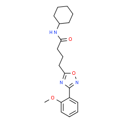 ChemSpider 2D Image | N-Cyclohexyl-4-[3-(2-methoxyphenyl)-1,2,4-oxadiazol-5-yl]butanamide | C19H25N3O3