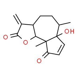 ChemSpider 2D Image | 6a-Hydroxy-6,9a-dimethyl-3-methylene-3,3a,4,5,6,6a,9a,9b-octahydroazuleno[4,5-b]furan-2,9-dione | C15H18O4