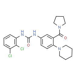 ChemSpider 2D Image | 1-(2,3-Dichlorophenyl)-3-[4-(1-piperidinyl)-3-(1-pyrrolidinylcarbonyl)phenyl]urea | C23H26Cl2N4O2