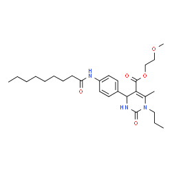ChemSpider 2D Image | 2-Methoxyethyl 6-methyl-4-[4-(nonanoylamino)phenyl]-2-oxo-1-propyl-1,2,3,4-tetrahydro-5-pyrimidinecarboxylate | C27H41N3O5