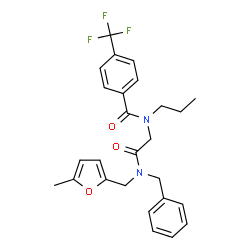 ChemSpider 2D Image | N-(2-{Benzyl[(5-methyl-2-furyl)methyl]amino}-2-oxoethyl)-N-propyl-4-(trifluoromethyl)benzamide | C26H27F3N2O3