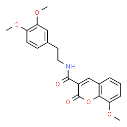 ChemSpider 2D Image | N-[2-(3,4-Dimethoxyphenyl)ethyl]-8-methoxy-2-oxo-2H-chromene-3-carboxamide | C21H21NO6