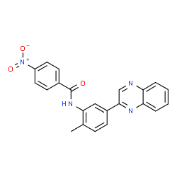 ChemSpider 2D Image | N-[2-Methyl-5-(2-quinoxalinyl)phenyl]-4-nitrobenzamide | C22H16N4O3
