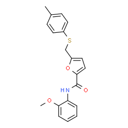 ChemSpider 2D Image | N-(2-Methoxyphenyl)-5-{[(4-methylphenyl)sulfanyl]methyl}-2-furamide | C20H19NO3S