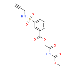 ChemSpider 2D Image | 2-[(Ethoxycarbonyl)amino]-2-oxoethyl 3-(2-propyn-1-ylsulfamoyl)benzoate | C15H16N2O7S