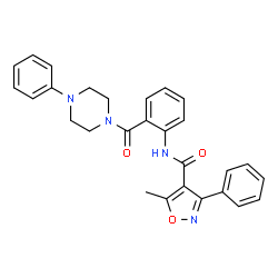 ChemSpider 2D Image | 5-Methyl-3-phenyl-N-{2-[(4-phenyl-1-piperazinyl)carbonyl]phenyl}-1,2-oxazole-4-carboxamide | C28H26N4O3