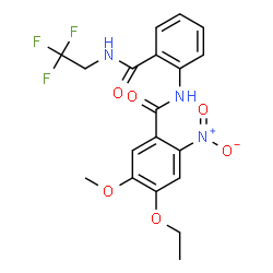 ChemSpider 2D Image | 4-Ethoxy-5-methoxy-2-nitro-N-{2-[(2,2,2-trifluoroethyl)carbamoyl]phenyl}benzamide | C19H18F3N3O6