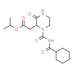 ChemSpider 2D Image | Isopropyl {1-[(cyclohexylcarbonyl)carbamothioyl]-3-oxo-2-piperazinyl}acetate | C17H27N3O4S