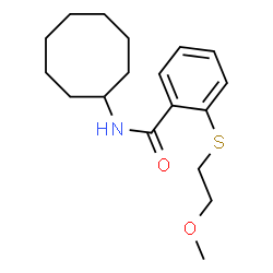 ChemSpider 2D Image | N-Cyclooctyl-2-[(2-methoxyethyl)sulfanyl]benzamide | C18H27NO2S
