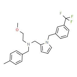 ChemSpider 2D Image | 2-Methoxy-N-(4-methylbenzyl)-N-({1-[3-(trifluoromethyl)benzyl]-1H-pyrrol-2-yl}methyl)ethanamine | C24H27F3N2O