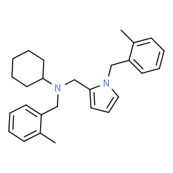 ChemSpider 2D Image | N-(2-Methylbenzyl)-N-{[1-(2-methylbenzyl)-1H-pyrrol-2-yl]methyl}cyclohexanamine | C27H34N2