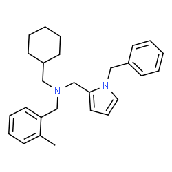 ChemSpider 2D Image | 1-(1-Benzyl-1H-pyrrol-2-yl)-N-(cyclohexylmethyl)-N-(2-methylbenzyl)methanamine | C27H34N2