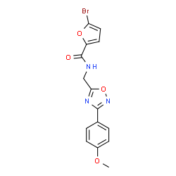 ChemSpider 2D Image | 5-Bromo-N-{[3-(4-methoxyphenyl)-1,2,4-oxadiazol-5-yl]methyl}-2-furamide | C15H12BrN3O4