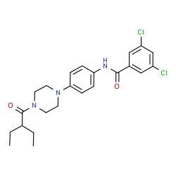 ChemSpider 2D Image | 3,5-Dichloro-N-{4-[4-(2-ethylbutanoyl)-1-piperazinyl]phenyl}benzamide | C23H27Cl2N3O2