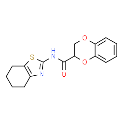 ChemSpider 2D Image | N-(4,5,6,7-Tetrahydro-1,3-benzothiazol-2-yl)-2,3-dihydro-1,4-benzodioxine-2-carboxamide | C16H16N2O3S