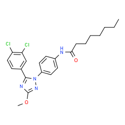 ChemSpider 2D Image | N-{4-[5-(3,4-Dichlorophenyl)-3-methoxy-1H-1,2,4-triazol-1-yl]phenyl}octanamide | C23H26Cl2N4O2