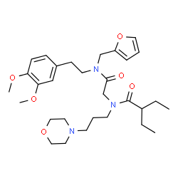 ChemSpider 2D Image | N-(2-{[2-(3,4-Dimethoxyphenyl)ethyl](2-furylmethyl)amino}-2-oxoethyl)-2-ethyl-N-[3-(4-morpholinyl)propyl]butanamide | C30H45N3O6