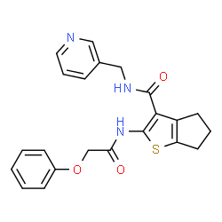 ChemSpider 2D Image | 2-[(Phenoxyacetyl)amino]-N-(3-pyridinylmethyl)-5,6-dihydro-4H-cyclopenta[b]thiophene-3-carboxamide | C22H21N3O3S