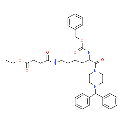 ChemSpider 2D Image | Ethyl 4-[(5-{[(benzyloxy)carbonyl]amino}-6-[4-(diphenylmethyl)-1-piperazinyl]-6-oxohexyl)amino]-4-oxobutanoate | C37H46N4O6