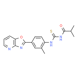 ChemSpider 2D Image | 2-Methyl-N-{[2-methyl-4-([1,3]oxazolo[4,5-b]pyridin-2-yl)phenyl]carbamothioyl}propanamide | C18H18N4O2S