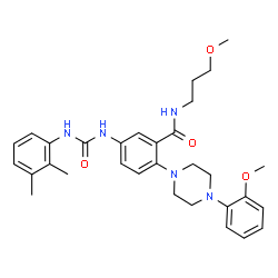 ChemSpider 2D Image | 5-{[(2,3-Dimethylphenyl)carbamoyl]amino}-2-[4-(2-methoxyphenyl)-1-piperazinyl]-N-(3-methoxypropyl)benzamide | C31H39N5O4