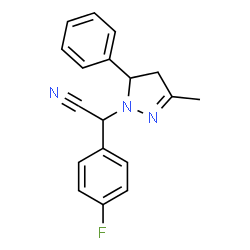 ChemSpider 2D Image | (4-Fluorophenyl)(3-methyl-5-phenyl-4,5-dihydro-1H-pyrazol-1-yl)acetonitrile | C18H16FN3