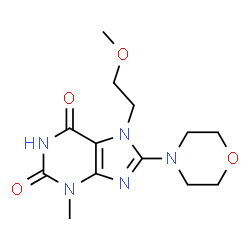 ChemSpider 2D Image | 7-(2-Methoxyethyl)-3-methyl-8-(4-morpholinyl)-3,7-dihydro-1H-purine-2,6-dione | C13H19N5O4