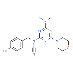 ChemSpider 2D Image | (4-Chlorobenzyl)[4-(dimethylamino)-6-(4-morpholinyl)-1,3,5-triazin-2-yl]cyanamide | C17H20ClN7O