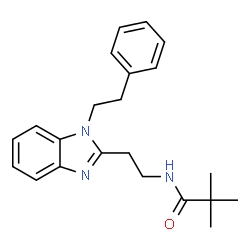 ChemSpider 2D Image | 2,2-Dimethyl-N-[2-(1-phenethyl-1H-benzoimidazol-2-yl)-ethyl]-propionamide | C22H27N3O